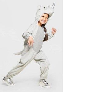 Toddler Rhino Halloween Costume 18/24 mths 1 Piece Gray Plush Hooded Jumpsuit